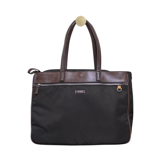 TUMI Business Ballistic Nylon Leather Bag Laptop Tote Carryall Corpcore Travel - Picture 1 of 16